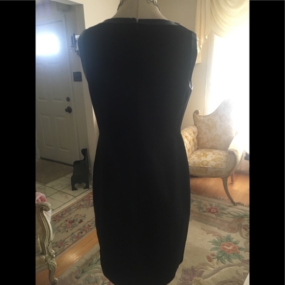 Talbots like new black knit sheath dress faux leather trim size 8P - Picture 2 of 4